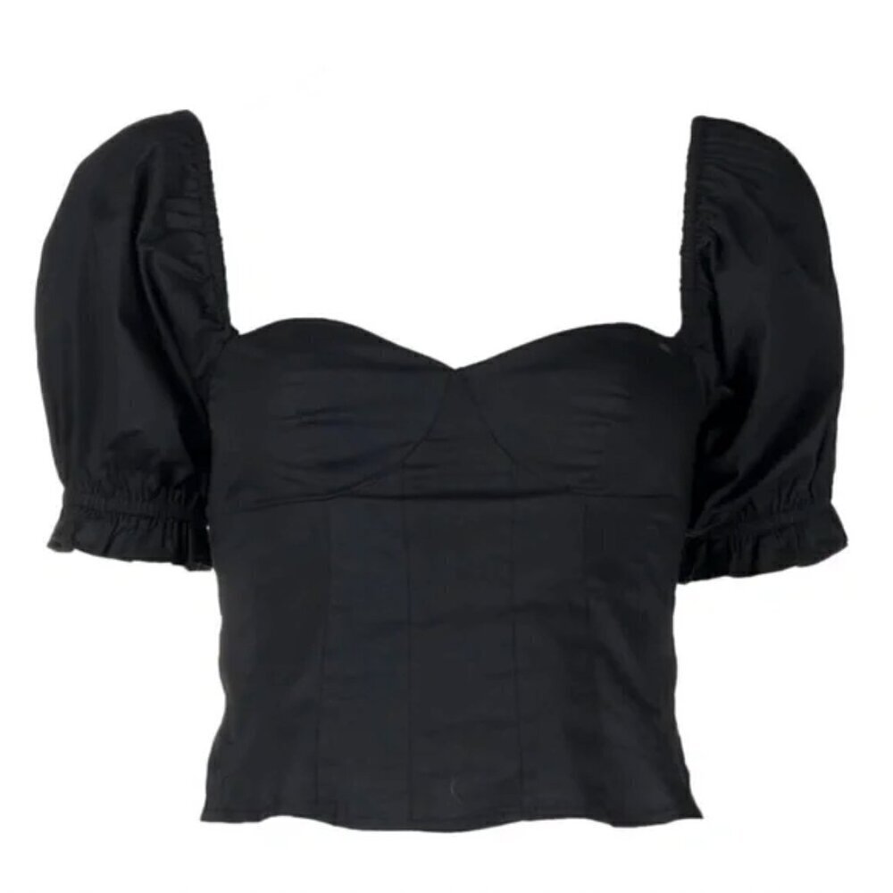 STAUD Lina Cottin Poplin Puff Sleeve Top